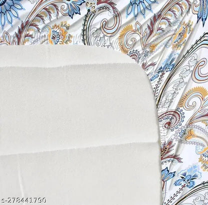 Super Soft Glace Cotton All Round Elastic Fitted Double Bed Bedsheet with 2 Pillow Covers-72x78x8