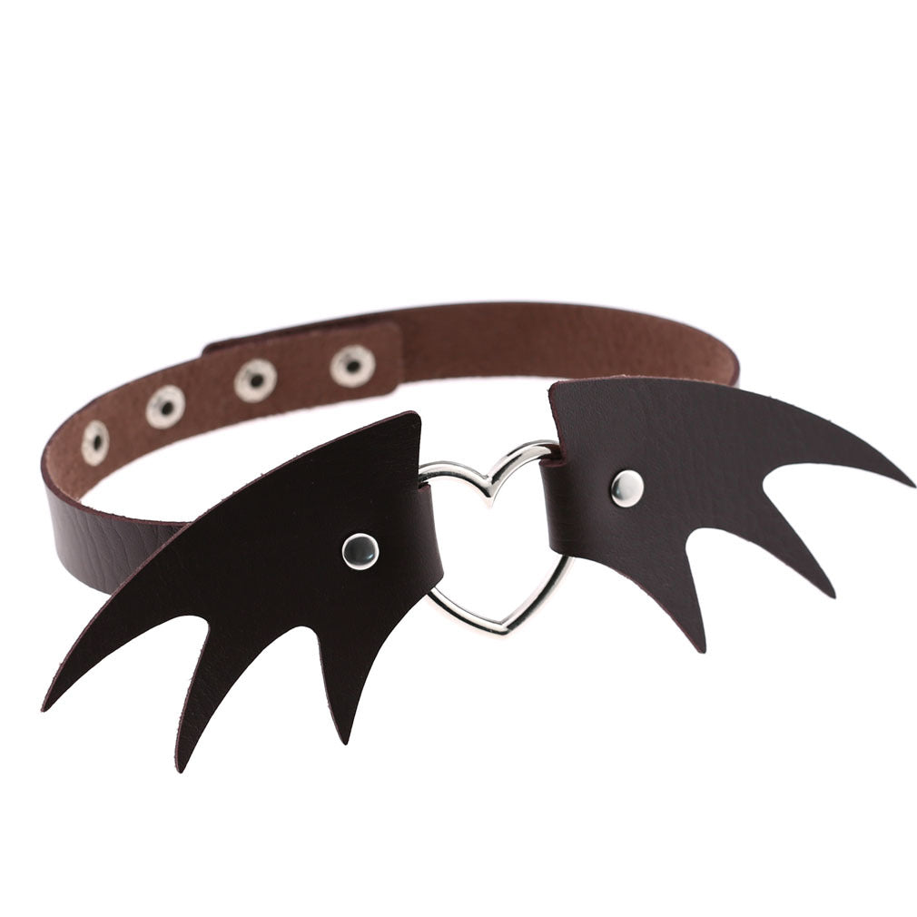 Punk style little devil PU leather collar bone collar
