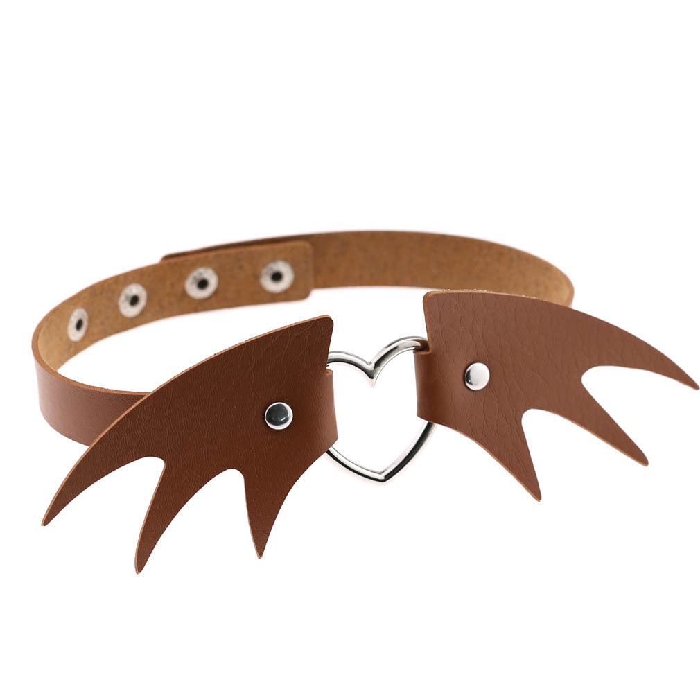 Punk style little devil PU leather collar bone collar