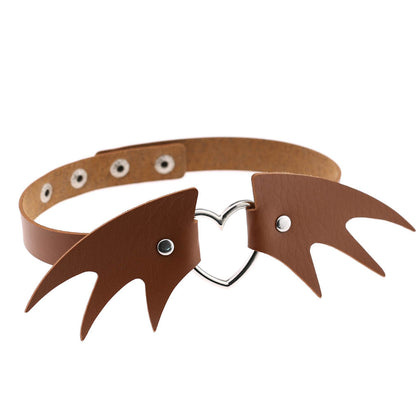 Punk style little devil PU leather collar bone collar
