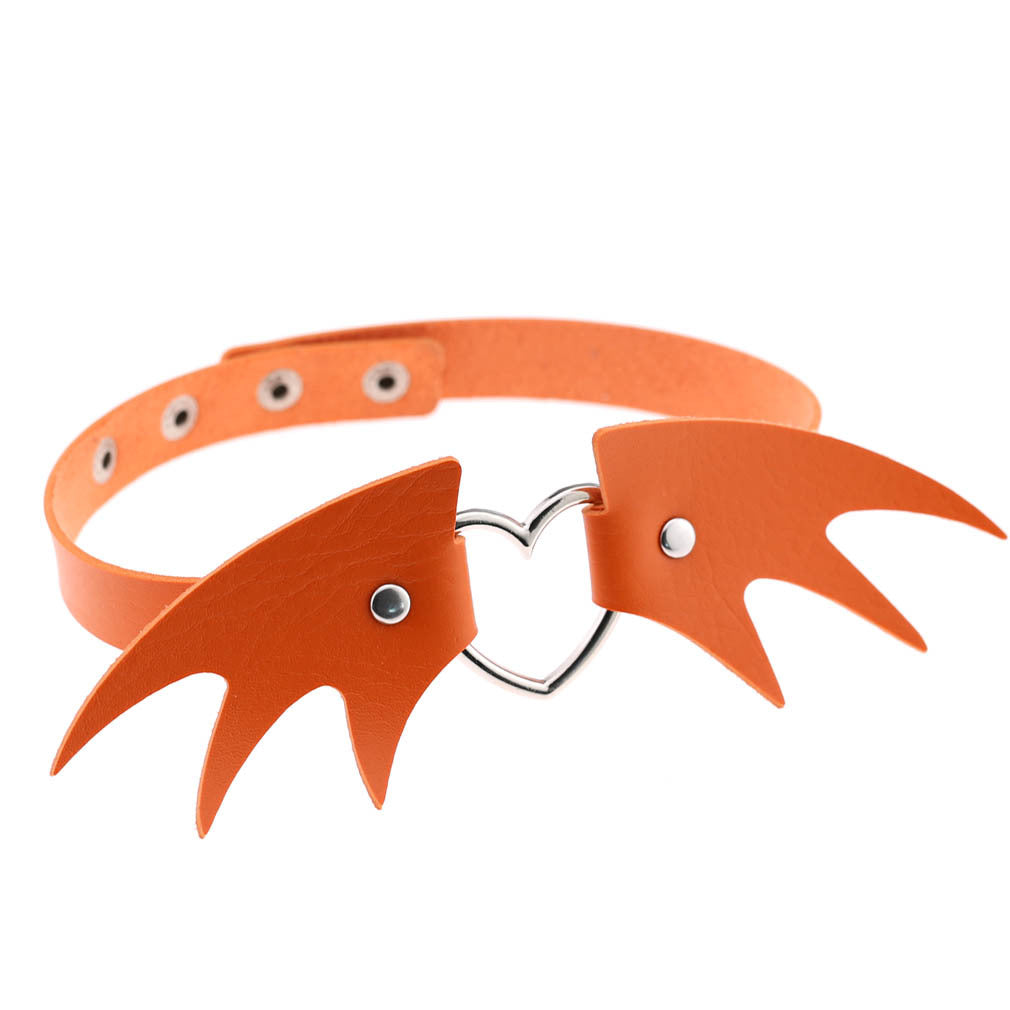 Punk style little devil PU leather collar bone collar