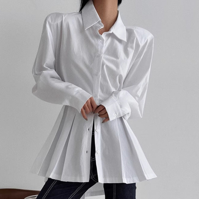 Temperament Commute All-match Cotton Shirt Long-sleeved Lace-up Top - SD & CO.