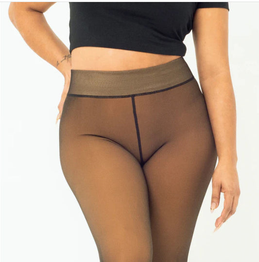 Copy of One line genuine skin penetrating leggings with plush insulation for women