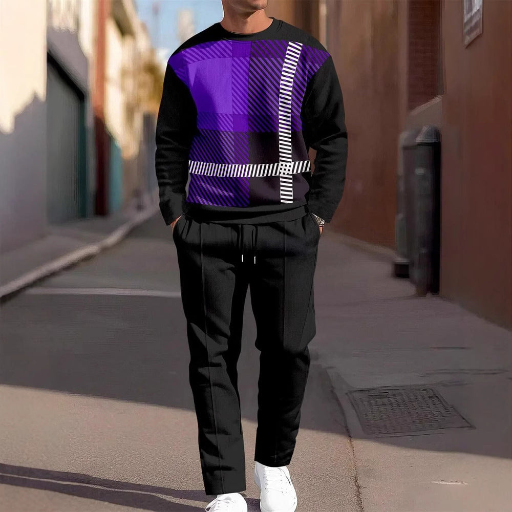 Fashion Men's Casual Sporty Round Neck Sweatshirt And Pants Two-piece Set - SD & CO.