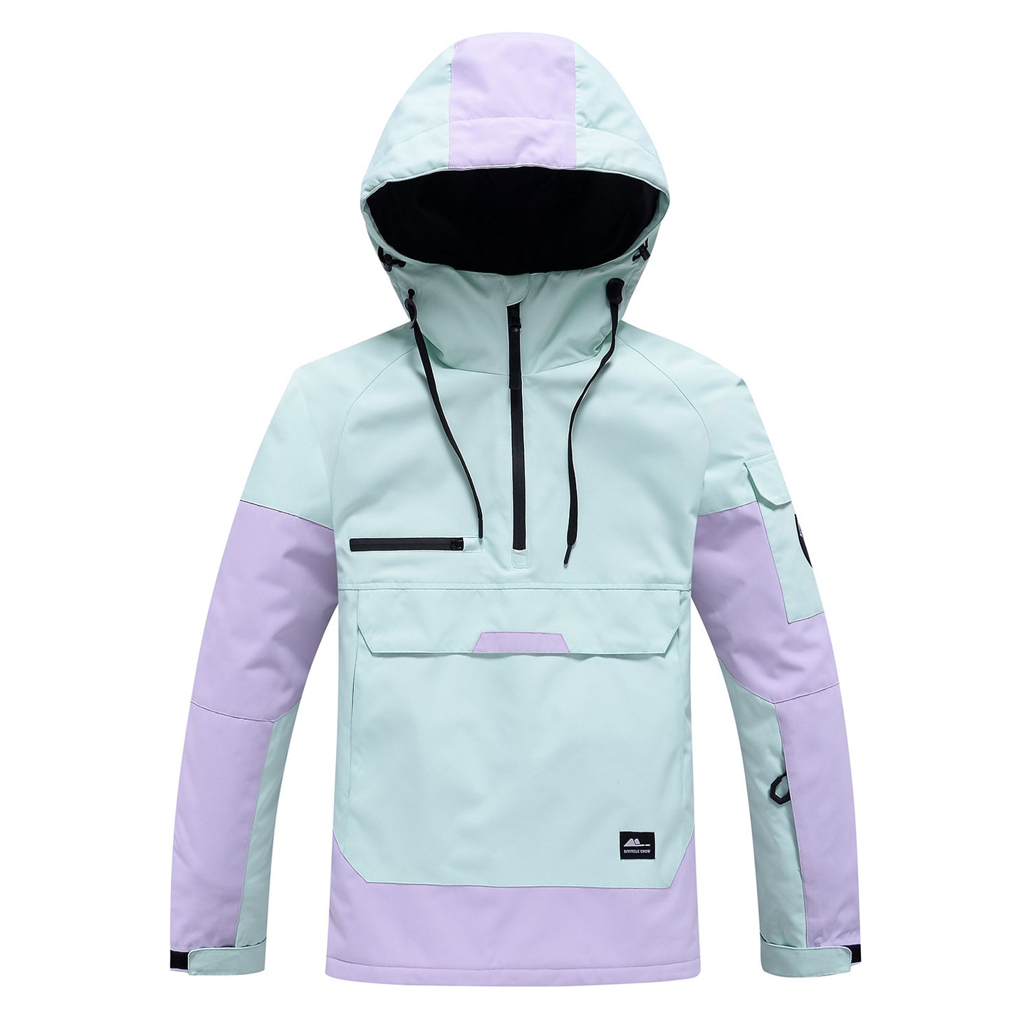 Contrast Color Windproof Water Breathable Couple Ski Hoodie