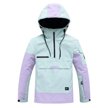 Contrast Color Windproof Water Breathable Couple Ski Hoodie