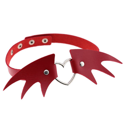 Punk style little devil PU leather collar bone collar