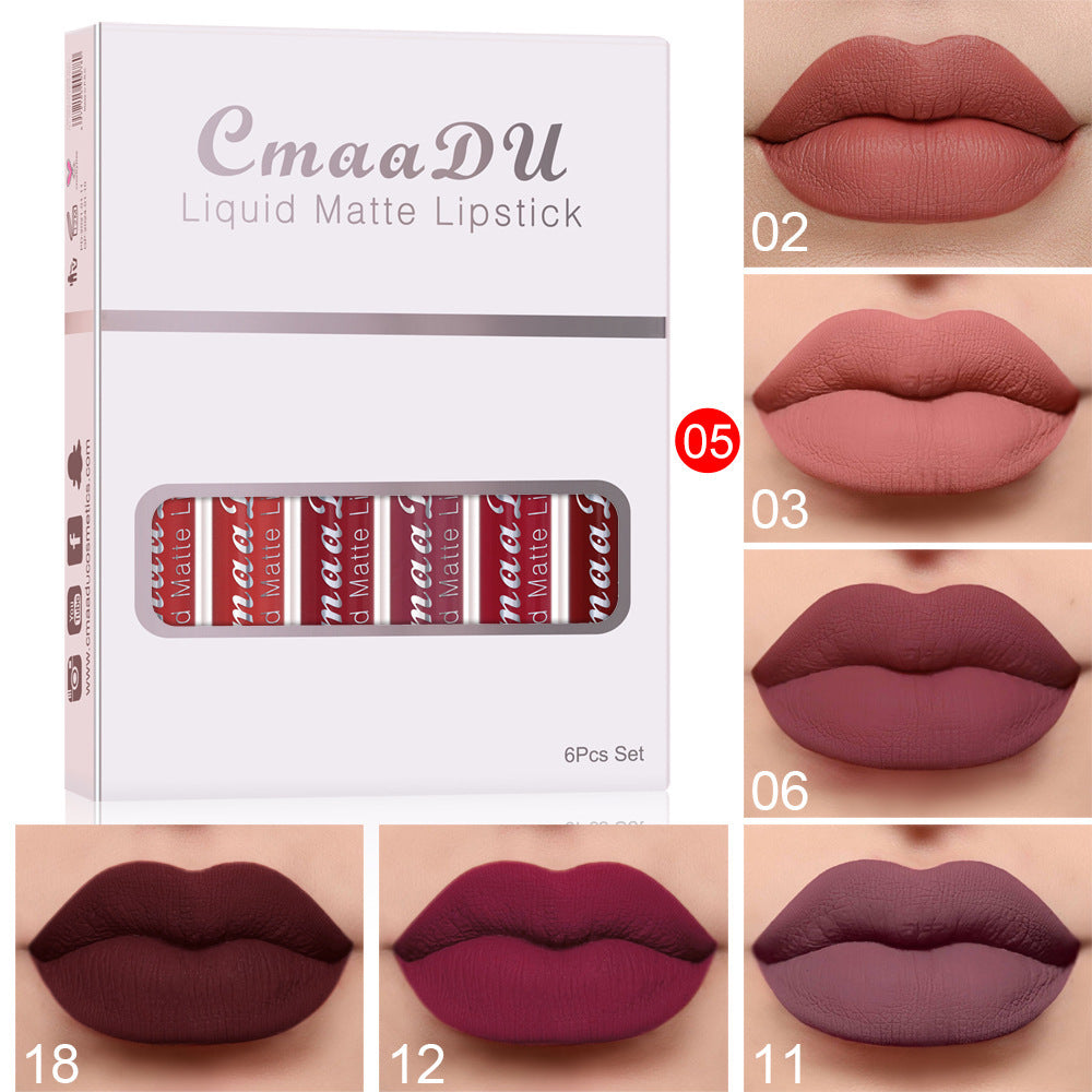 6 Boxes Of Matte Non-stick Cup Waterproof Lipstick Long Lasting Lip Gloss - SD & CO.