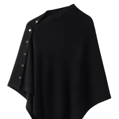 Oblique Button Loose High-end Sense Shawl Cape Knit Sweater Women