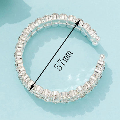 Elastic Bracelet Double Row Large Rhinestone Jewelry Wide Opening