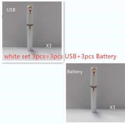 Mini Electric Eyebrow Trimmer Lipstick Brows Pen Hair Remover Painless Razor Epilator with LED Light - SD & CO.
