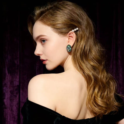 Lacquer Rhinoceros Skin Bead Pendant Earrings For Women