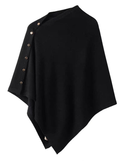 Oblique Button Loose High-end Sense Shawl Cape Knit Sweater Women