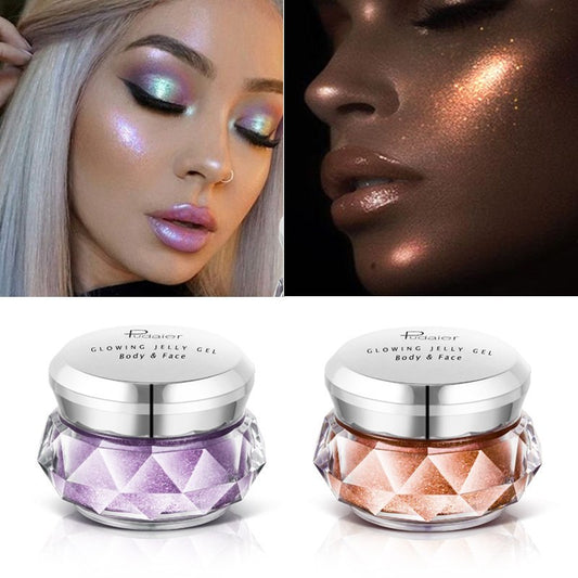 Face Highlighter Jelly Gel Mermaid Eyeshadow Glow Body Glitter Festival Makeup Iluminador Gold Liquid Highlighter Bronzer - SD & CO.
