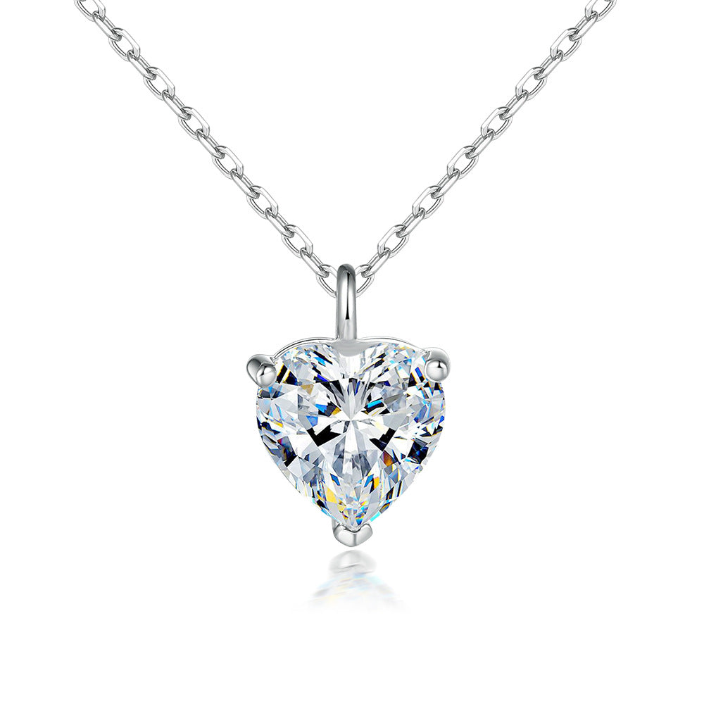 Simple Heart-shaped Zircon Pendant Necklace Versatile