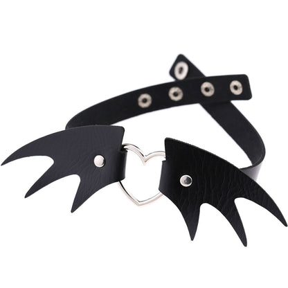 Punk style little devil PU leather collar bone collar