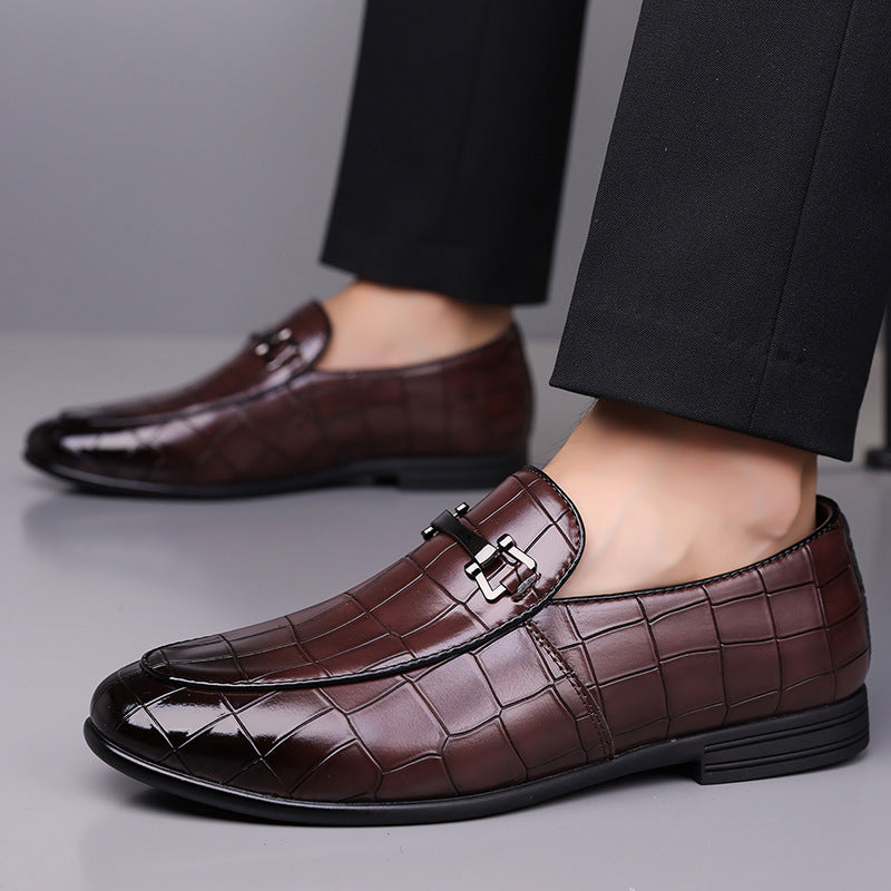 Men's Plaid Light Luxury Plus Size Rubber Sole Lightweight Leather Shoes