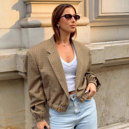 Fashionable Loose Short Plaid Coat For Women - SD & CO.