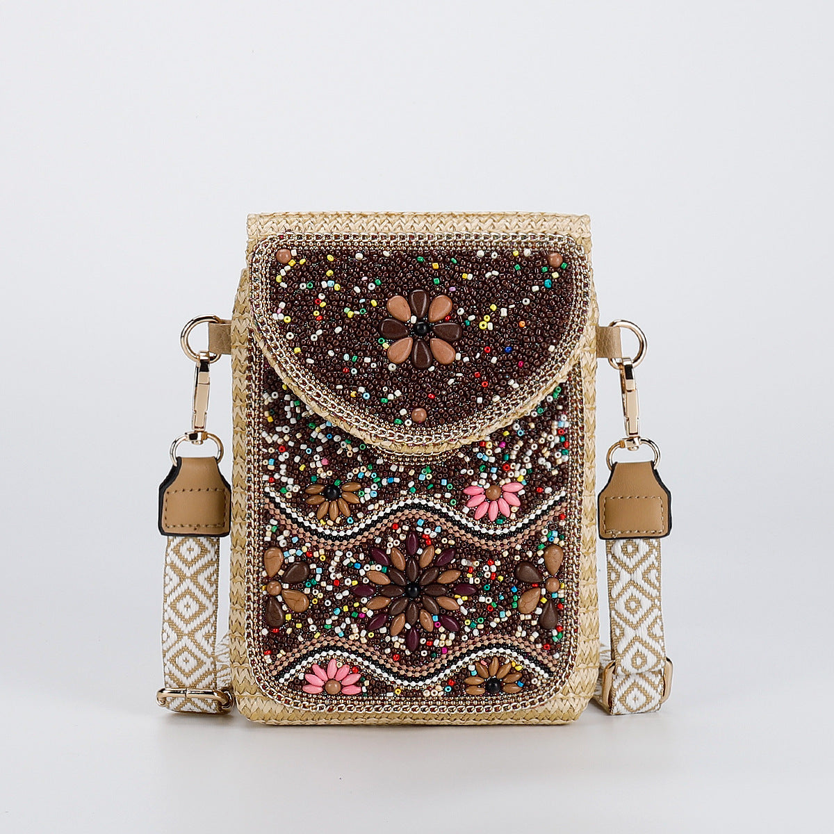 Rice Bead Bag Woven Women's Shoulder