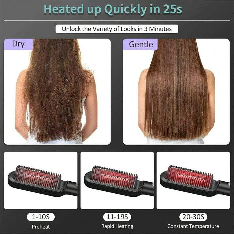 New 2 In 1 Hair Straightener Hot Comb Negative Ion Curling Tong Dual-purpose Electric Hair Brush - SD & CO.