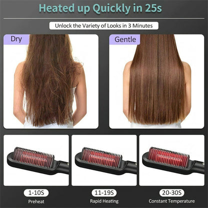 New 2 In 1 Hair Straightener Hot Comb Negative Ion Curling Tong Dual-purpose Electric Hair Brush - SD & CO.