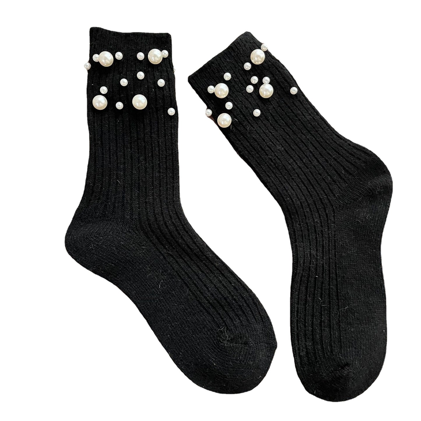 Copy of Personalized Korean style fashionable rivet bead pile socks autumn and winter thick warm rabbit wool mid tube socks for children
