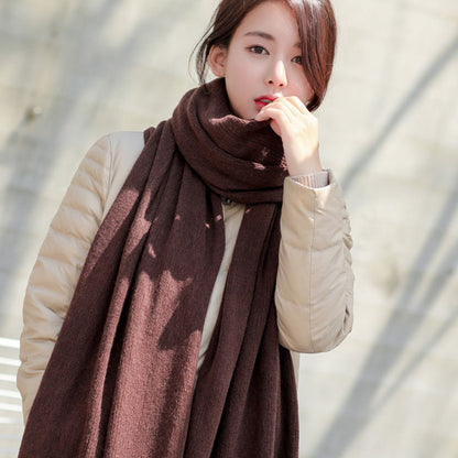 Women's Versatile Fashion Solid Color Knitted Woolen Scarf