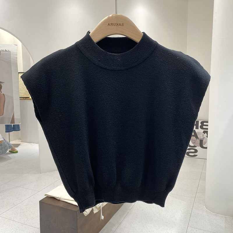 Sleeveless Loose Short Waist Bandage Dress Outer Wear Vest