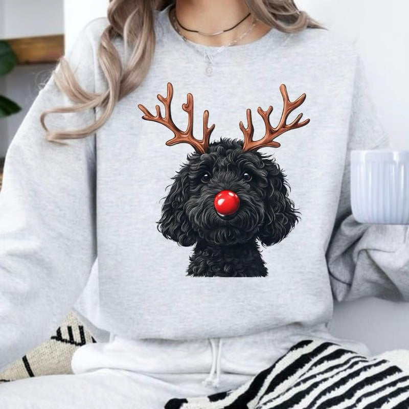 Women's Creative Round-neck Christmas Reindeer Dog Sweatshirt