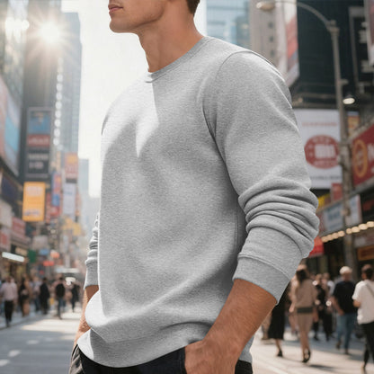 Fleece-lined Crew Neck Sweater Male Loose Casual Top - SD & CO.