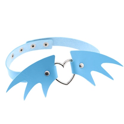 Punk style little devil PU leather collar bone collar