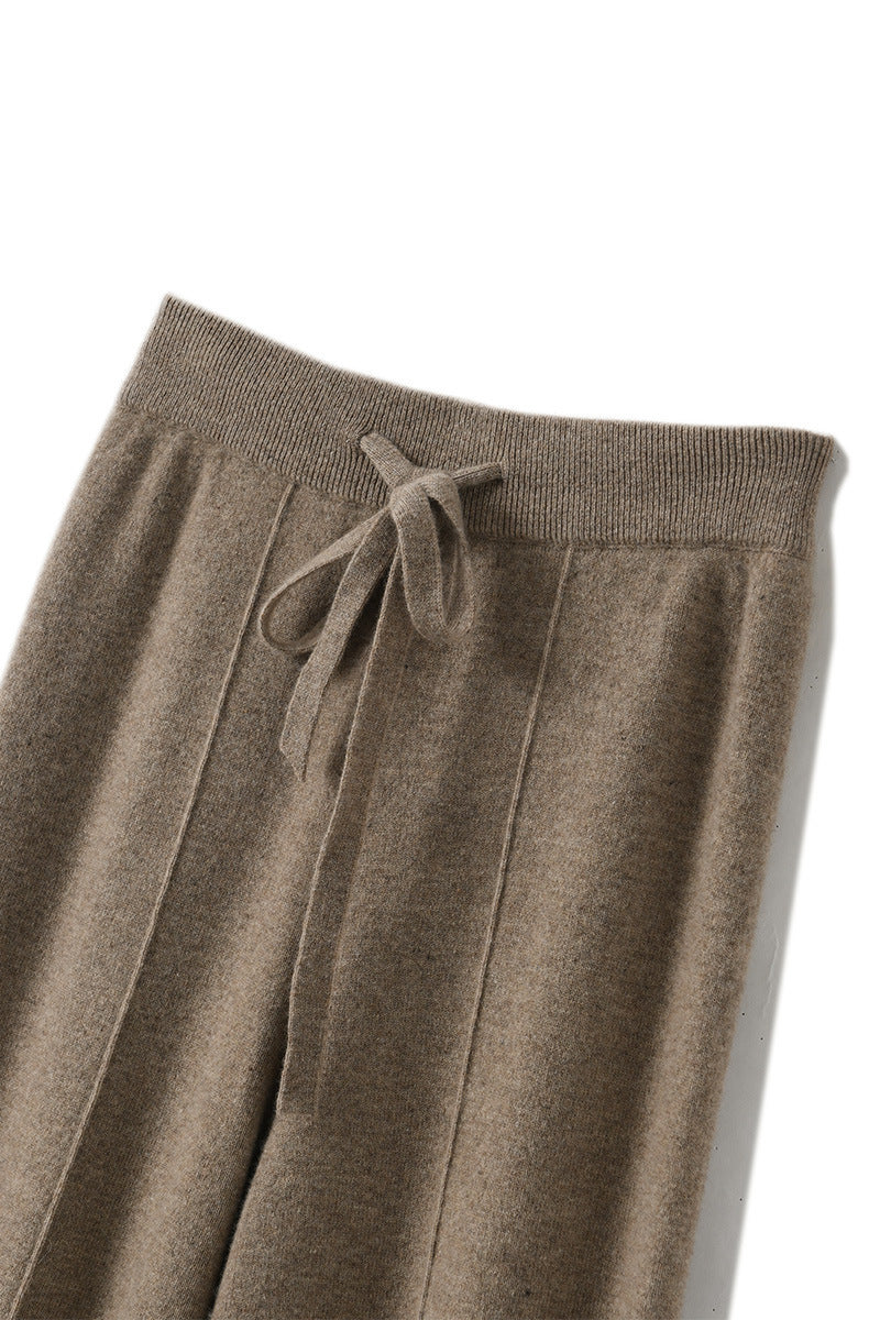 Draped Floor-length Knit Casual Pants