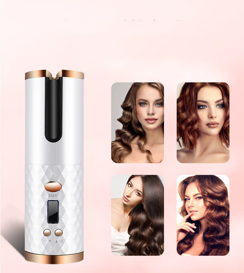 Rechargeable Automatic Hair Curler Women Portable Hair Curling Iron LCD Display Ceramic Curly Rotating Curling Wave Styer - SD & CO.