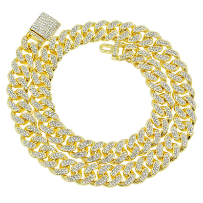 European And American Hip-hop Full Diamond Exaggerated Cuban Chain Necklace