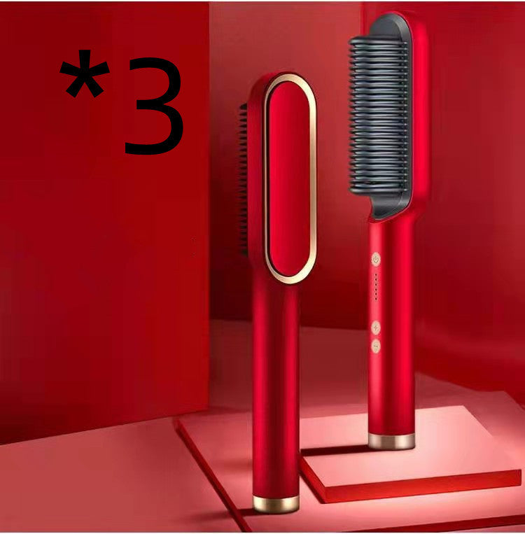 New 2 In 1 Hair Straightener Hot Comb Negative Ion Curling Tong Dual-purpose Electric Hair Brush - SD & CO.