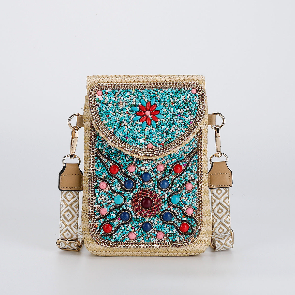 Rice Bead Bag Woven Women's Shoulder