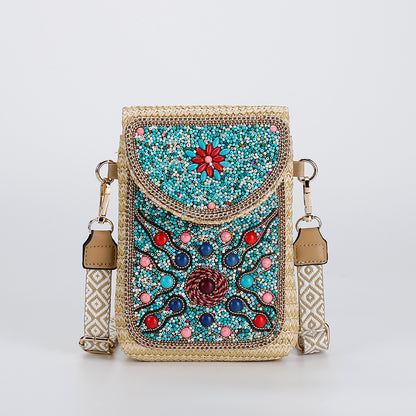 Rice Bead Bag Woven Women's Shoulder