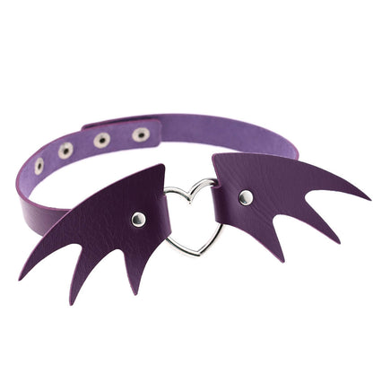 Punk style little devil PU leather collar bone collar
