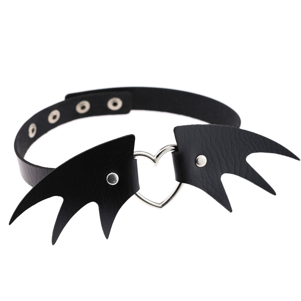Punk style little devil PU leather collar bone collar