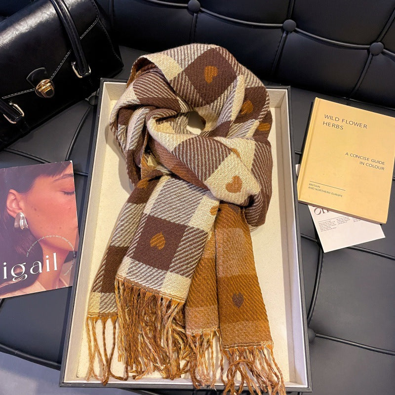 Scarf Winter Thicken Thermal Solid Color Mohair Shawl