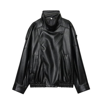 European And American Style Women's Autumn New Fashion Street Imitation Leather Jacket Coat