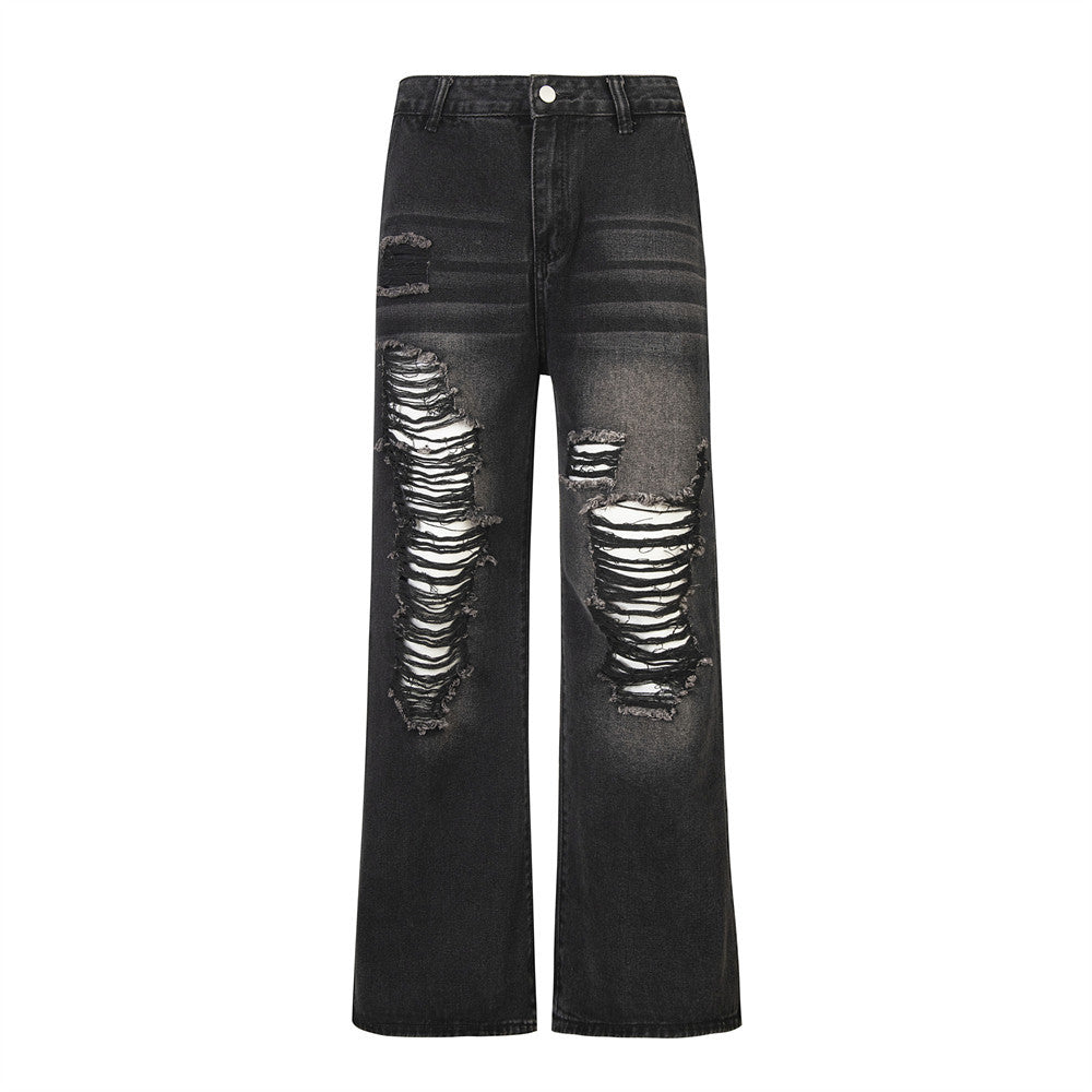 Ripped Denim Trousers For Men And Women
