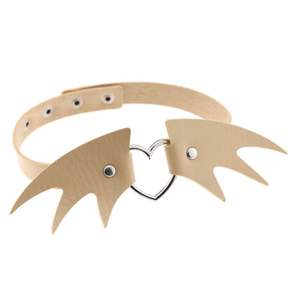 Punk style little devil PU leather collar bone collar
