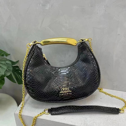 Winter New Textured Crossbody Bag Women's Cross-border Retro Shoulder Bag Crocodile Pattern Underarm Bag Personalized Design Bag