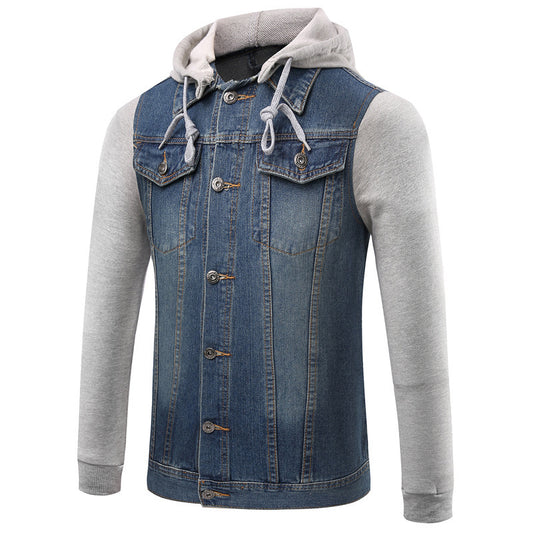 Korean Style Denim Jacket with Detachable Hood