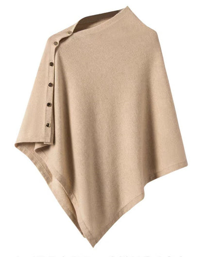 Oblique Button Loose High-end Sense Shawl Cape Knit Sweater Women