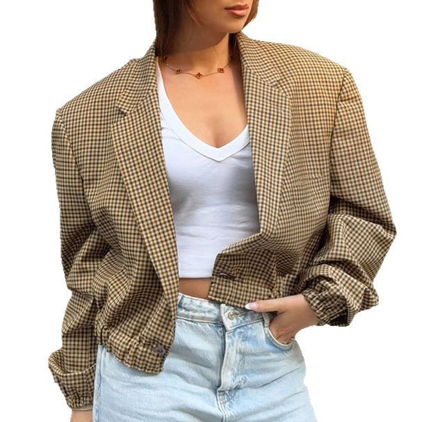 Fashionable Loose Short Plaid Coat For Women - SD & CO.