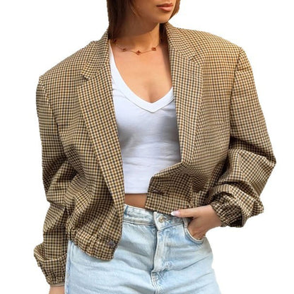 Fashionable Loose Short Plaid Coat For Women - SD & CO.