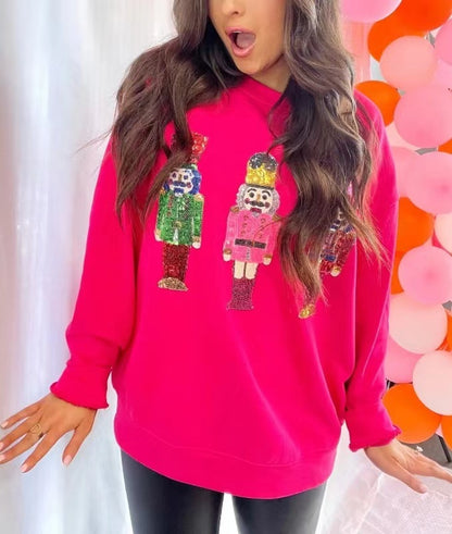 Women's Casual All-matching Printed Autumn And Winter Round Neck Sweater