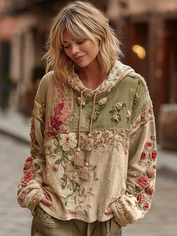 Women's Long Sleeve Hooded Sweatshirt Pullover Loose Casual Top